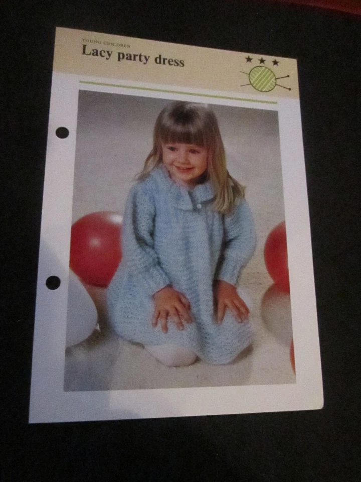 KNITTING PATTERN YOUNG CHILDREN  LACY PARTY DRESS   **MUST SEE ** - Image 1 of 1