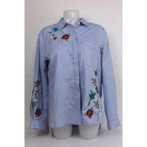 Womens Cameo Rose Shirt Size 14 Embroidered Humming Birds Button Up Article - Picture 1 of 12