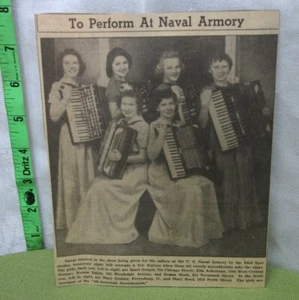 ALLAMERIKANISCHE AKKORDEONISTEN Zeitungsartikel US Naval Armory Konzert 1940er Ohio - Bild 1 von 1