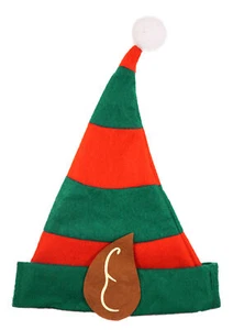 CHILDRENS ELF RED GREEN HAT WITH EARS CHRISTMAS FANCY DRESS XMAS SANTA HELPER UK - Picture 1 of 1