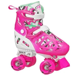 Roller Derby Trac Star Kids/Girls Adjustable Roller Skates US J12-2 - Pink/Mint - Picture 1 of 5