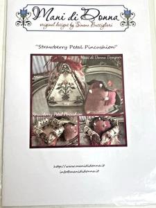 Mani di Donna STRAWBERRY PETAL PINCUSHION Cross Stitch Pattern Chart - Picture 1 of 3