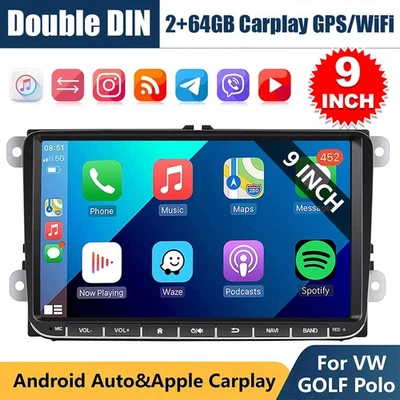 Android 12 CarPlay For VW GOLF MK5 MK6 Polo 9"Car Stereo Radio GPS Head Unit 32G - image 1 of 4