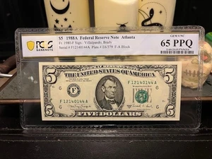 1988a $5 Dollar Bill Non Star Federal Reserve Note Atlanta PCGS 65 PPQ - Picture 1 of 2