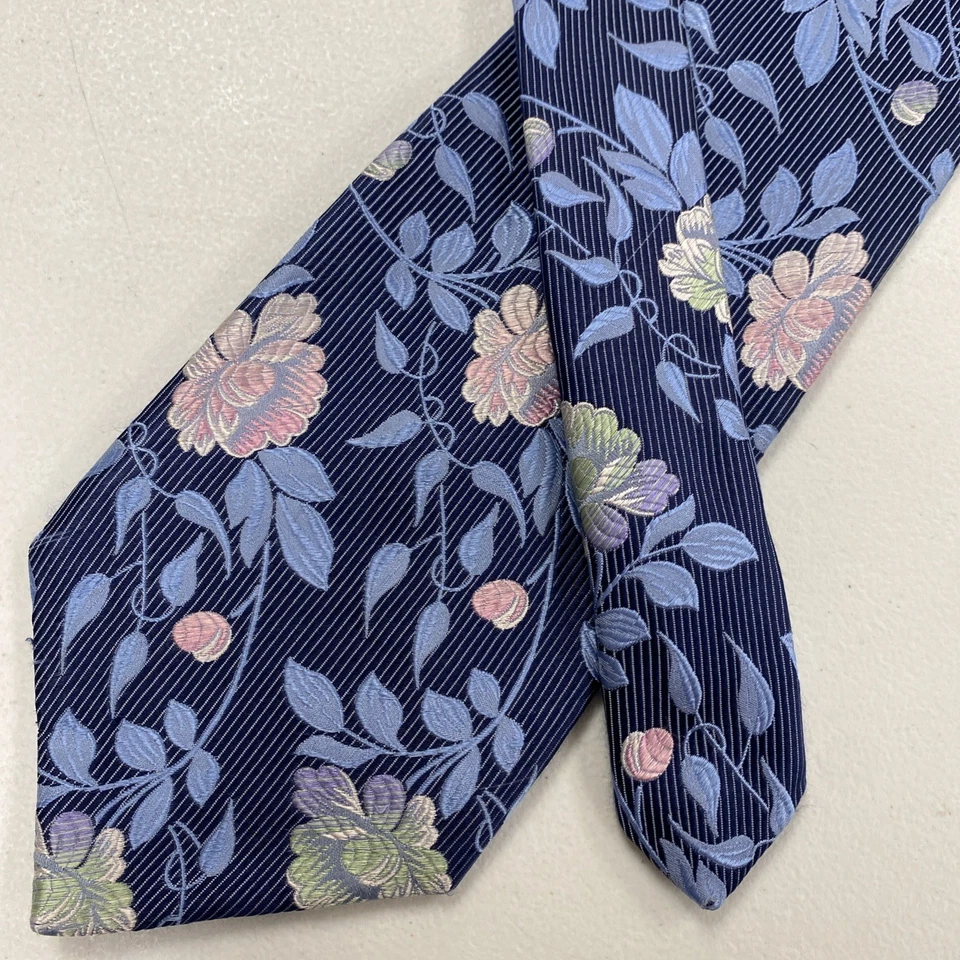 Corbata Bruno Piattelli EE. UU. Para hombres Azul Estampado Floral Jacquard 100% Seda Cuello Foto 1 de 4