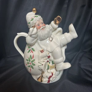 Lenox For the Holidays Vintage Ice Skating Santa Teapot 6047484 From 1999 - Picture 1 of 9
