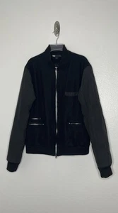 Y-3 Yohji Yamamoto x Adidas Black Wool Body Poly Sleeves Varsity Jacket Size XL - Bild 1 von 10