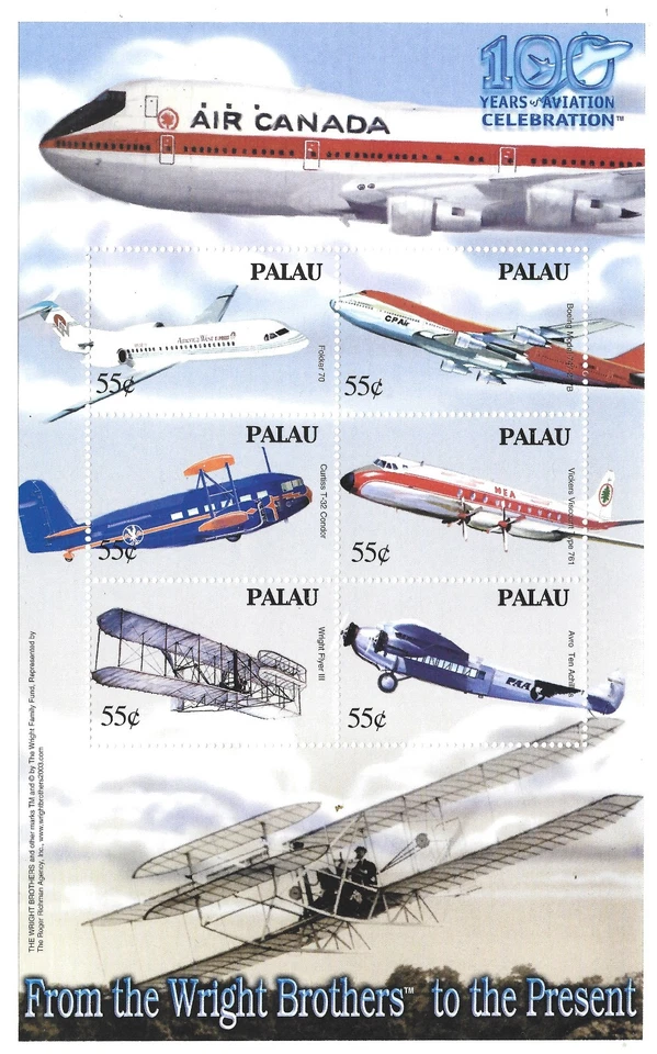 Palau 2003. 100 Years of Aviation M/S of 6 , MNH - Image 1 of 1
