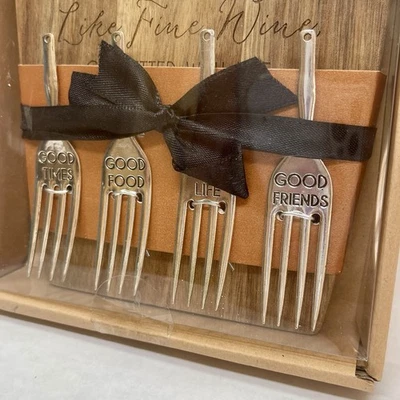 Tablero de queso charcutería de madera con juego de tenedores por pabellón anfitriona fiesta regalo nuevo Foto 1 de 4