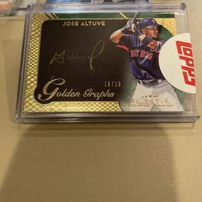 JOSE ALTUVE On Card Auto 2017 TOPPS Five Star Golden Graphs Parallel 15/15 - Image 1 of 4
