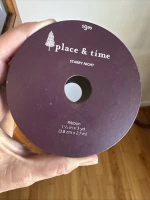 Place &  Time Holiday Ribbon 1 1/2 Inch X 3 Yards  Velvet Burgundy  starry night - Image 1 of 4