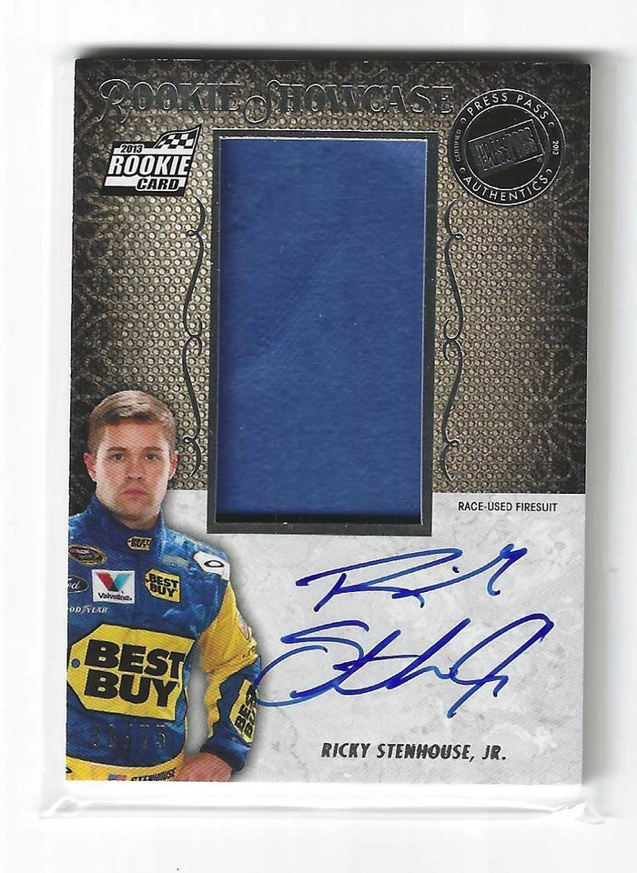 *2013 Showcase RACE-USED FIRESUIT & AUTOGRAPH/SILVER #61 Ricky Stenhouse-#38/75* - Image 1 of 1