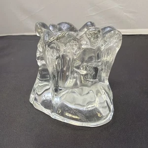 Anello vintage in cristallo pesante di angeli portacandele votivo 4" - Foto 1 di 6