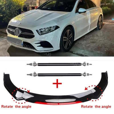 For Mercedes Benz A180 A200 Front Bumper Lower Lip Spoiler Splitter+Strut Rods - Изображение 1 из 4