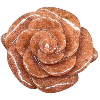 353 Cts Natural Orange Aventurine Quartz Rose Carving Huge Decorative Gemstone - Image 1 of 4