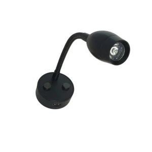 Lampka Kinkiet LED 12V 24V Gooseneck Wewnętrzna Kamper Przyczepa Czarna USB - Zdjęcie 1 z 9