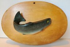Vtg - Hand Carved and Painted Chinook Salmon Wood Wall Plaque Decor Fly Fishing