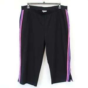 Catherines Black Relaxed Stretch Waist Striped Pants Capri Plus 2X - Picture 1 of 8
