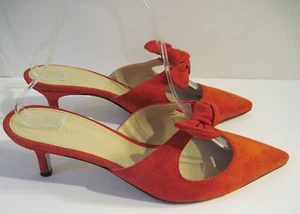 J CREW feurige rote Wildleder-Pantoletten mit Schleife vorne Absatz/Pantoletten Größe 8 1/2 - Bild 1 von 5