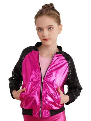 DE ranrann Mädchen Glitzer Übergangsjacke Baseball Jacke College Sportjacke