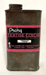 Vtg 1930s Prang Textile Colors Thinner American Crayon Company Advertising Tin - Picture 1 of 5