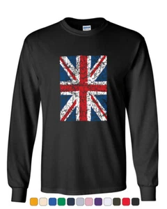 Union Jack Long Sleeve T-Shirt United Kingdom Distressed British Flag - Picture 1 of 12