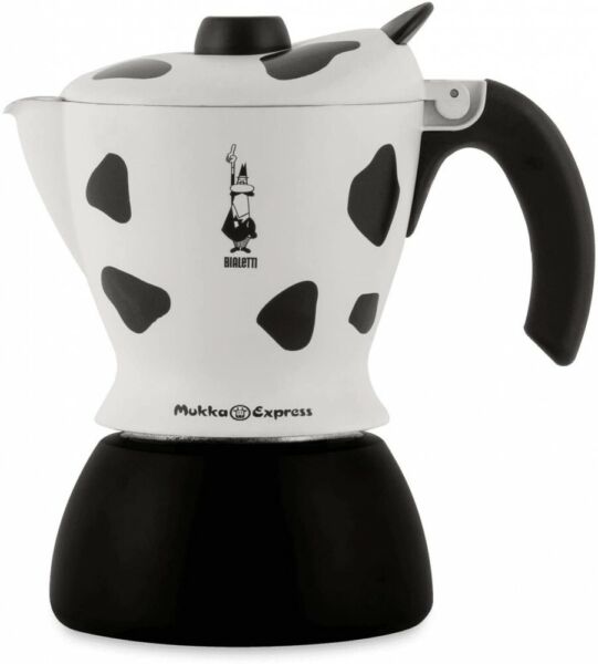BIALETTI Stove Top Mukka Express Cow Print Cappuccino Latte Maker 2 Cup WORKS Photo Related