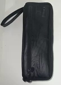 Laredo 15 Cassette Tape Storage Holder Black Leather Carry Case Zipper - Foto 1 di 3