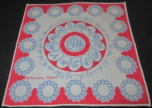 Vintage Hankie Frankie Welch Bicentennial Council of Thirteen States 8" X 8" - Picture 1 of 3