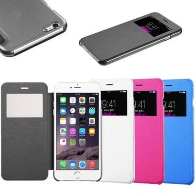 Flip Silk Leather Wallet Window View Case Skin Cover Apple iPhone 6 PLUS & 6 - Image 1 of 4