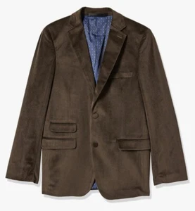 isaac mizrahi Boys Velvet Diamond Print Blazer Brown And Slim Dress Pant Tan - Picture 1 of 9