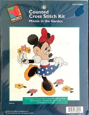 Mickey Unlimited Minnie in the Garden Counted Cross Stitch Kit 36004 10" x 8.25" - Image 1 of 3
