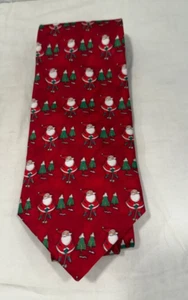 Hallmark Golfing Santa Claus Christmas Necktie Tie 100% Silk Burgundy Red - Picture 1 of 6
