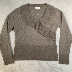 Kaliko Jumper Womens UK 14 Brown Wool Angora Frilly Neck Knit Pullover Soft - Picture 1 of 11