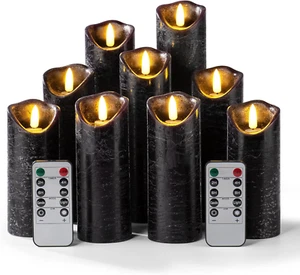 Set of 9 Flameless Candles Battery Operated LED Real Wax Flickering Electric - Picture 1 of 11