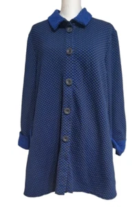 Yushi M Black & Blue Polka Dot Button Front Jacket - Picture 1 of 5