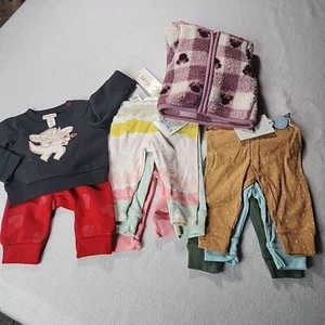 Newborn NB Baby Clothes Buddle 6 Pants, 1 Outfit (shirt/pants) 1 Fleece Jacket - Picture 1 of 11