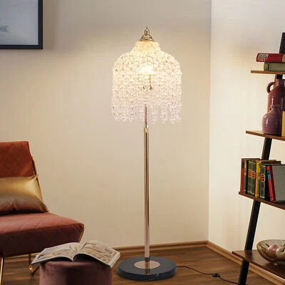 Crystal Floor Lamp Modern 63" Tall Gold Vintage LED Living Room Standing Lamp - Image 1 of 4
