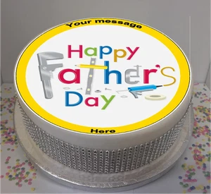 Personalised DIY Happy Father's Day 8" Icing Sheet / Cake Topper - Picture 1 of 1