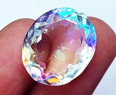 Mystic Quartz Oval shape Loose Gemstone 13.60 Ct Certified With Free Gift - Image 1 of 4