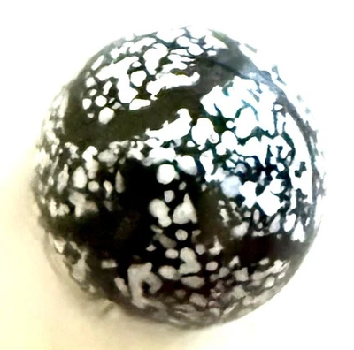 Antique Black and White Speckled Charmstring Button - Image 1 of 3