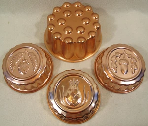 Juego de 4 de Colección Aluminio Color Cobre ~ Gelatina ~ Moldes para Pasteles ~ Bellota ~ Piña ~ Lunares ~ Rústico - Imagen 1 de 20