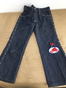 Pantalones de mezclilla vintage Billy The Kid Western cintura infantil 21" entrepierna parches de 16,5" - Imagen 1 de 9