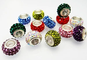 European Bead Cristallo Vetro Elemento Strass Ciondolo Bracciale Catena Crystal, P-74 - Foto 1 di 10