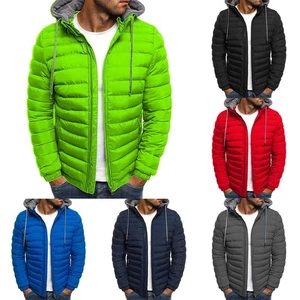 Hooded Men's Casual Quilted Coat Zip Up Perfect Outer Layer for Winter Weather - Picture 1 of 9