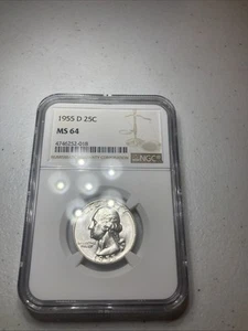 1955 "D" Washington SILVER Quarter 25c NGC MS64! - Picture 1 of 2