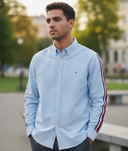 Tommy Hilfiger Button Down Oxford Hemd Herren XXXL 3XL Custom Fit Flag Stripe Y2K - Bild 1 von 15