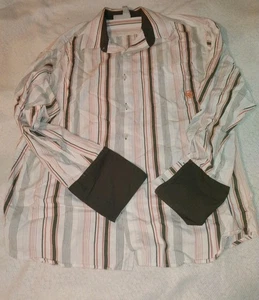 Vintage Rock Wear Striped Tuxedo Style Men’s Shirt 2XL long sleeve button up ￼ - Picture 1 of 5
