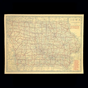 Vintage IOWA Auto Trails Map Early Highway Numbers Names Old Original Antique - Picture 1 of 10