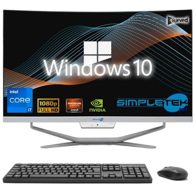 All In One I7 24" Curved Win 10 Ram 16Gb Ssd 240Gb Gpu Gt710 2Gb Gaming Computer - Image 1 of 4